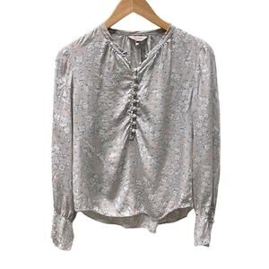 Tailored By Rebecca Taylor Silk Long Sleeve Floral Top Size 6